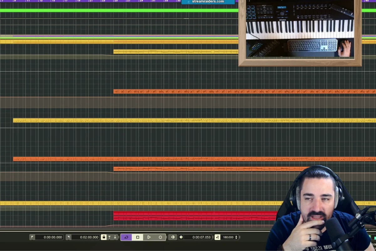 Blätsch komponiert live im Stream – Cubase-Projekt mit Keyboard-Ansicht